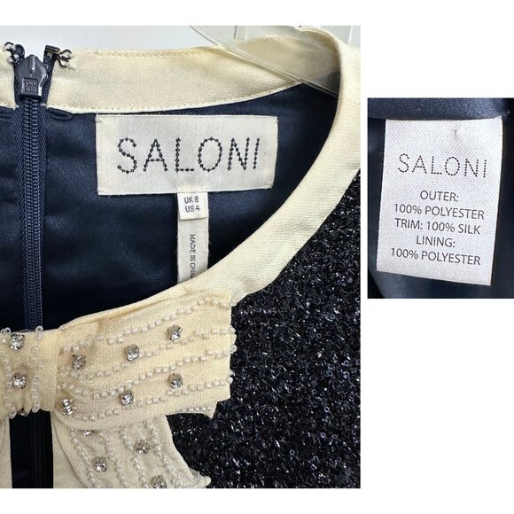 SALONI Glittering Black Jumpsuit with Cream Accents - Picture 3 of 16